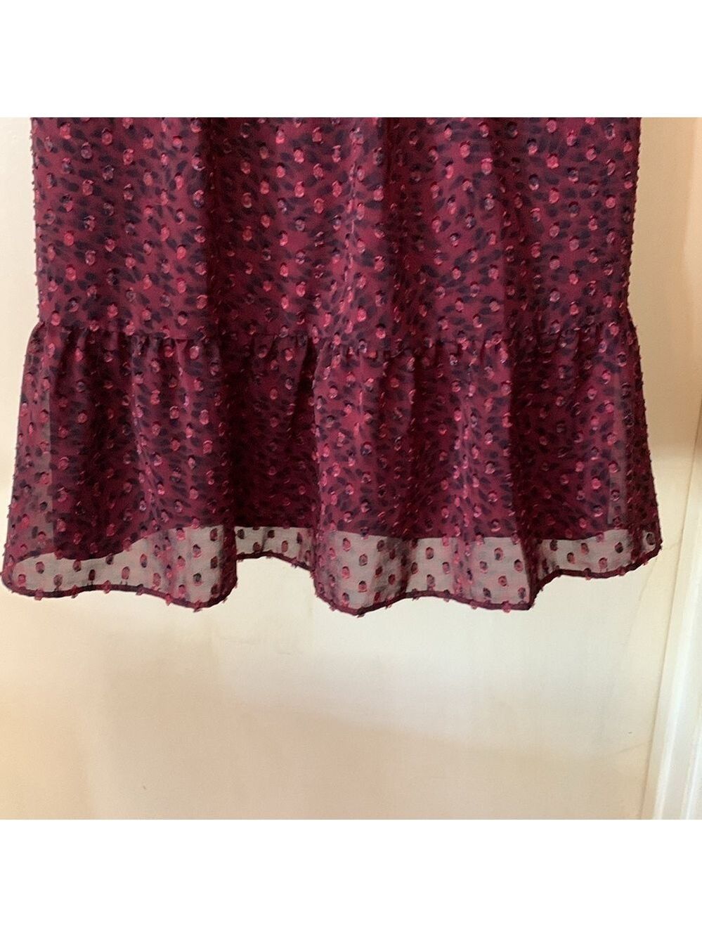 Masion Jules cranberry chiffon dress with smocked waist size S - Picture 10 of 11
